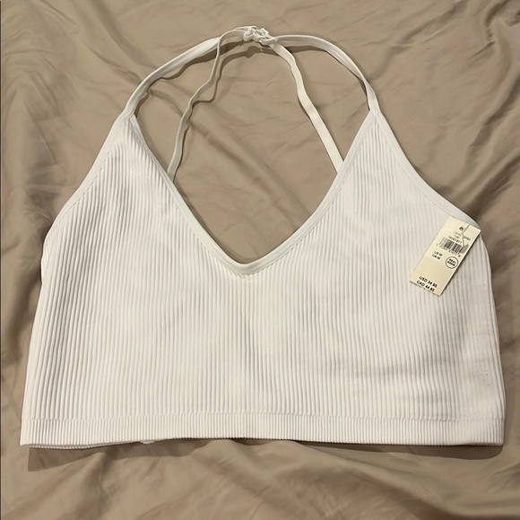 aerie Other - aerie White Ribbed Halter Sports Bra